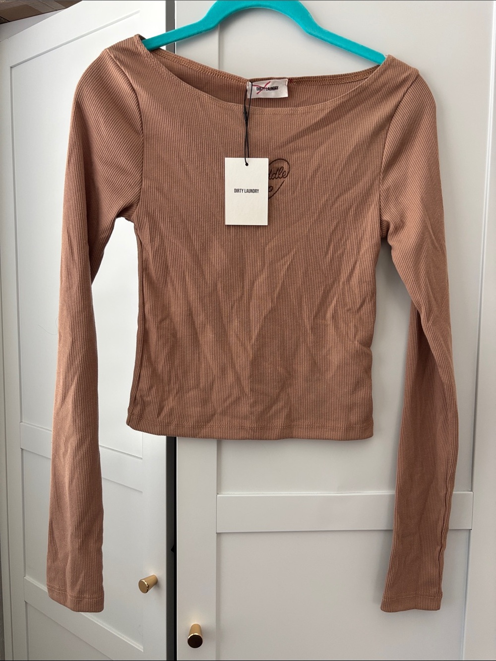 NWT Dirty Laundry Long Sleeve Ribbed Top - Tan Brown